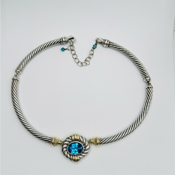 David Yurman Renaissance Choker Necklace With Topaz And Gold - Picture 4 of 8